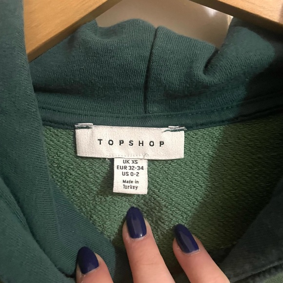 Topshop Patched Colorblock Hoodie in Green Size 0-2 Womens - Picture 4 of 5